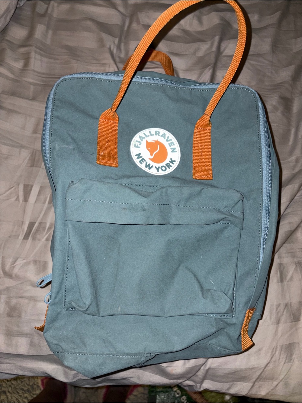 Fjallraven Kanken-style Backpack in Teal with Orange Handles